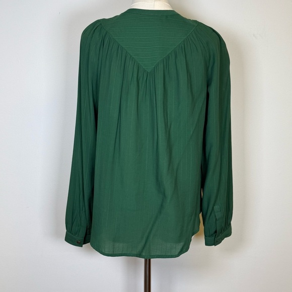 Maeve | Anthropologie Green Button-Up Lightweight Striped Blouse Women’s Size XS - Picture 6 of 11